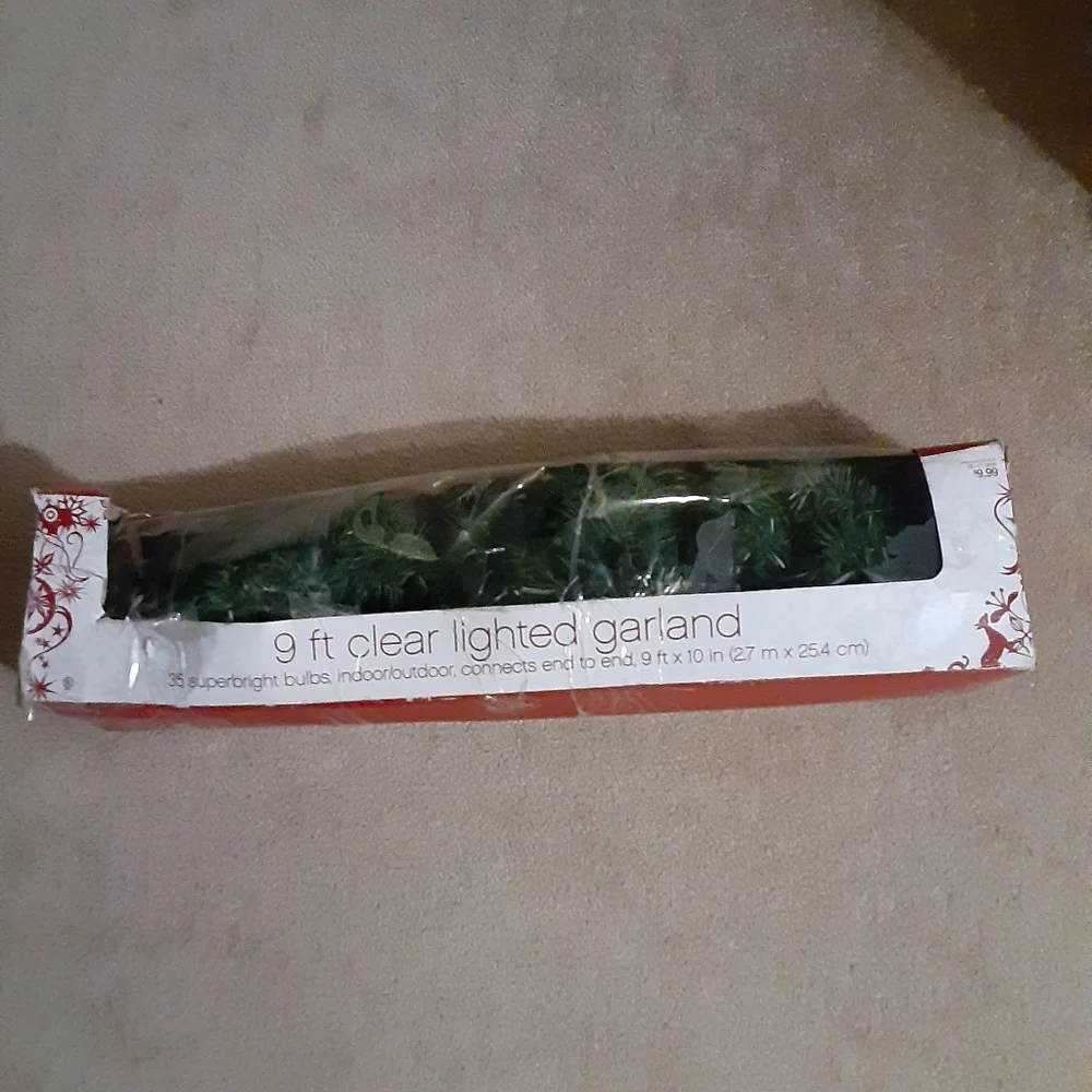 9 ft Lighted Christmas Garland EUC